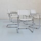 6 Fasem Italia chrome and white leather chairs