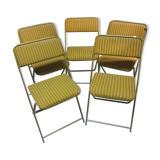 Series of 5 gilded folding Lafuma chairs circa 1960