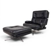 Howard Keith Kohinoor Leather Armchair with Ottoman for HK Furniture, 1970