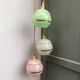 Suspension cascade three lights vintage globes in clichy glass pink white and green