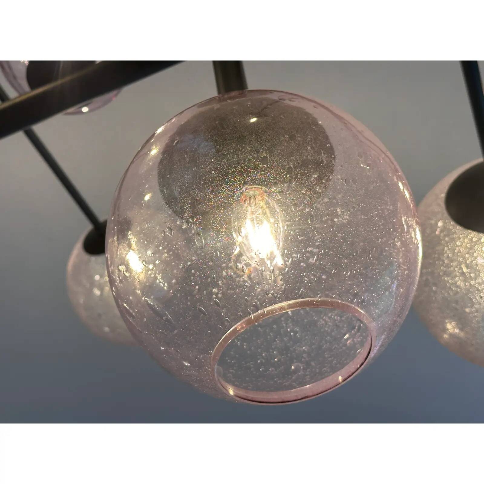 Contemporary Pink "Pulegoso" Spheres Murano Glass Sputnik Chandelier by Sim