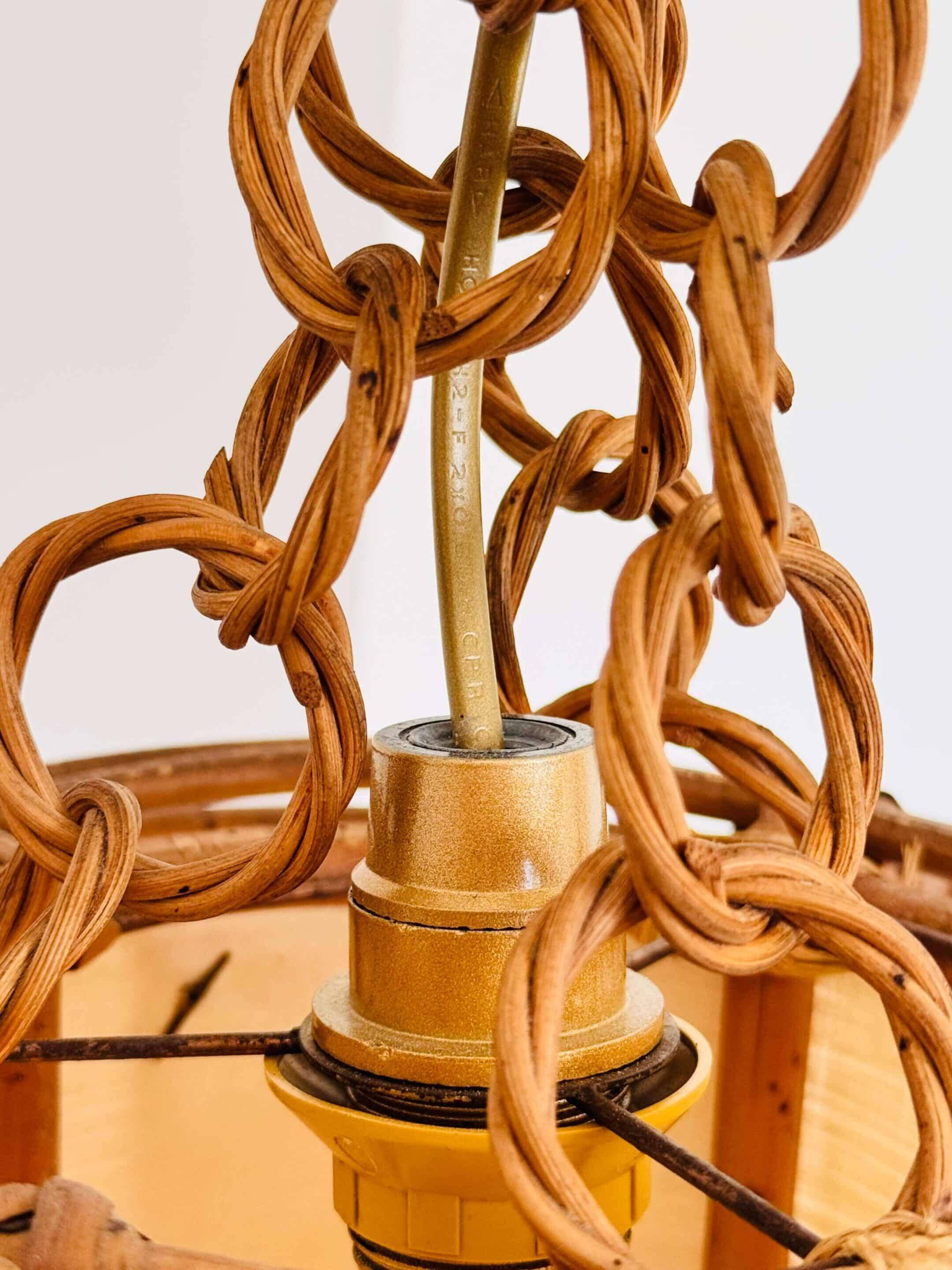 Vintage rattan suspension cage, 1950s