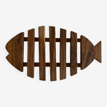 XL fish trivet in teak 1960