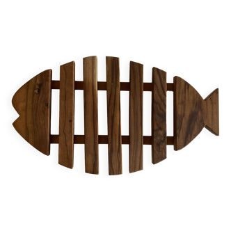 XL fish trivet in teak 1960