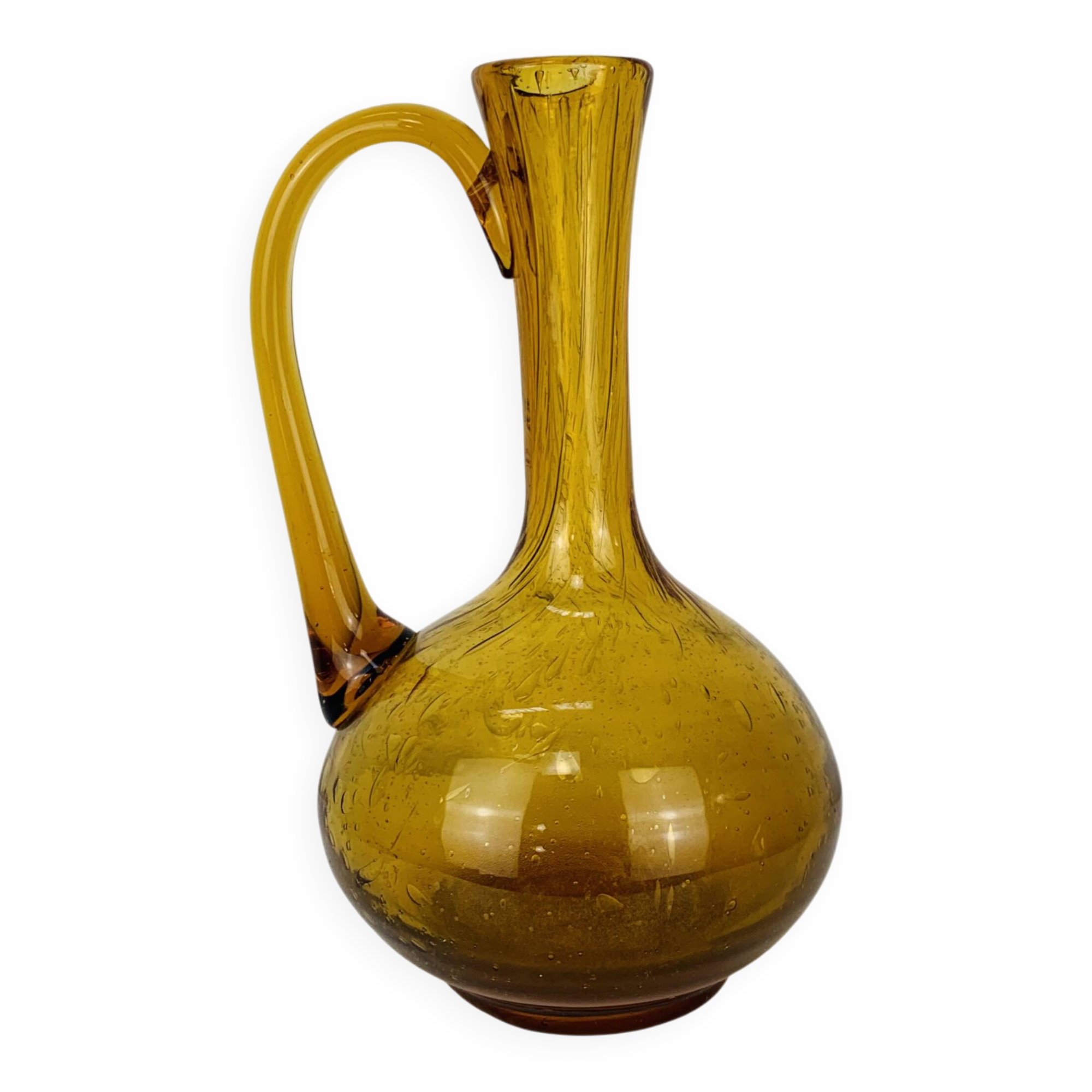 Vintage amber bubble glass vase