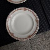 Set of 6 vintage flat plates, 23 cm, Longwy brand, Mireille pattern.