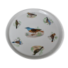 Plat à tarte Porcelaine du Berry L. Lourioux motif oiseaux volière