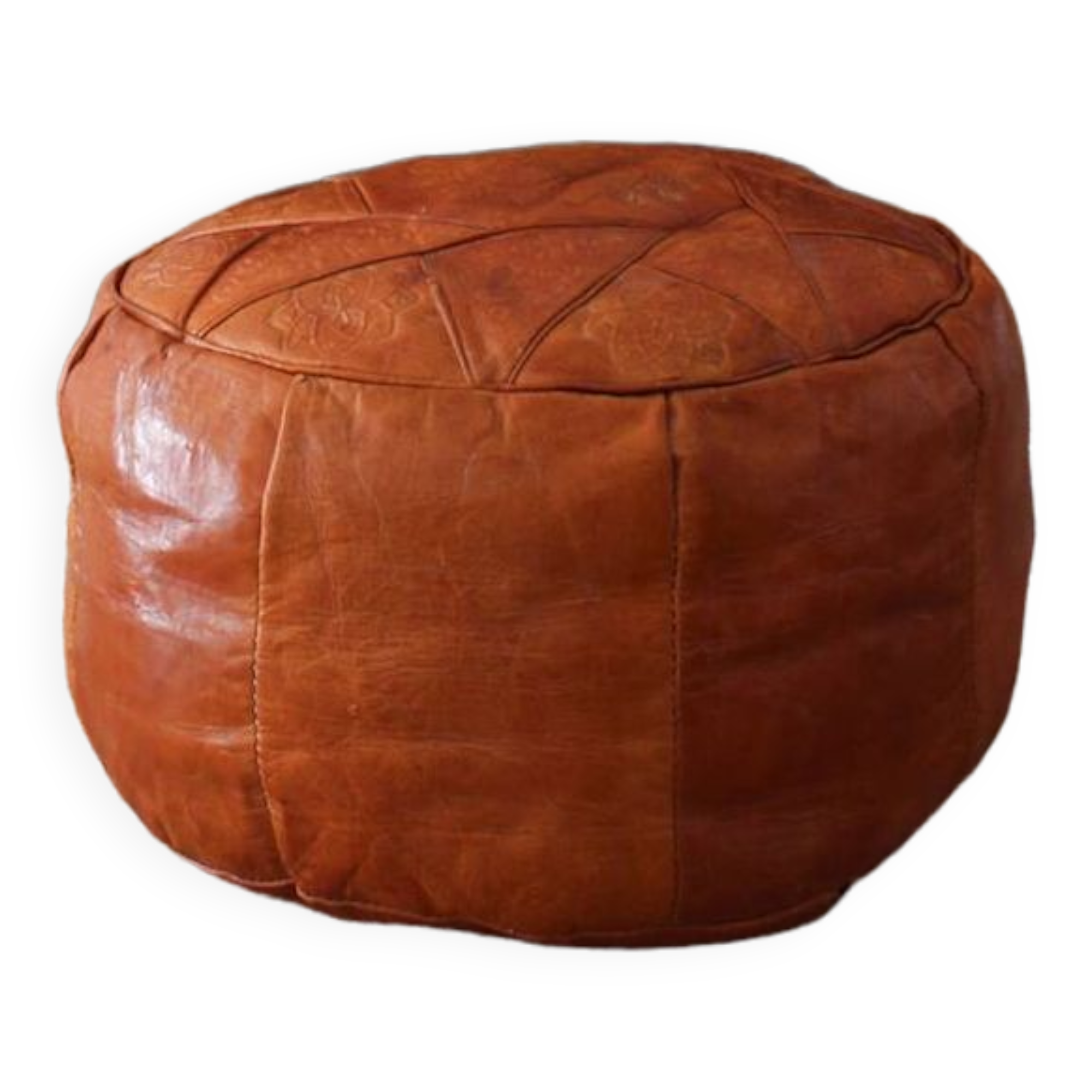 Vintage leather pouf