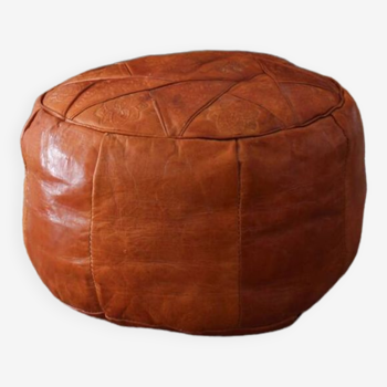 Pouf en cuir vintage