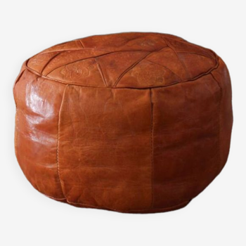 Vintage leather pouf