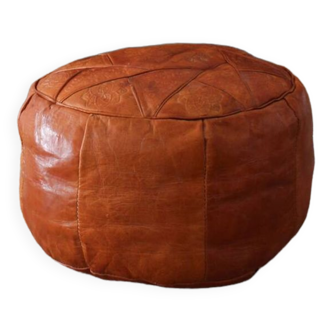 Pouf en cuir vintage