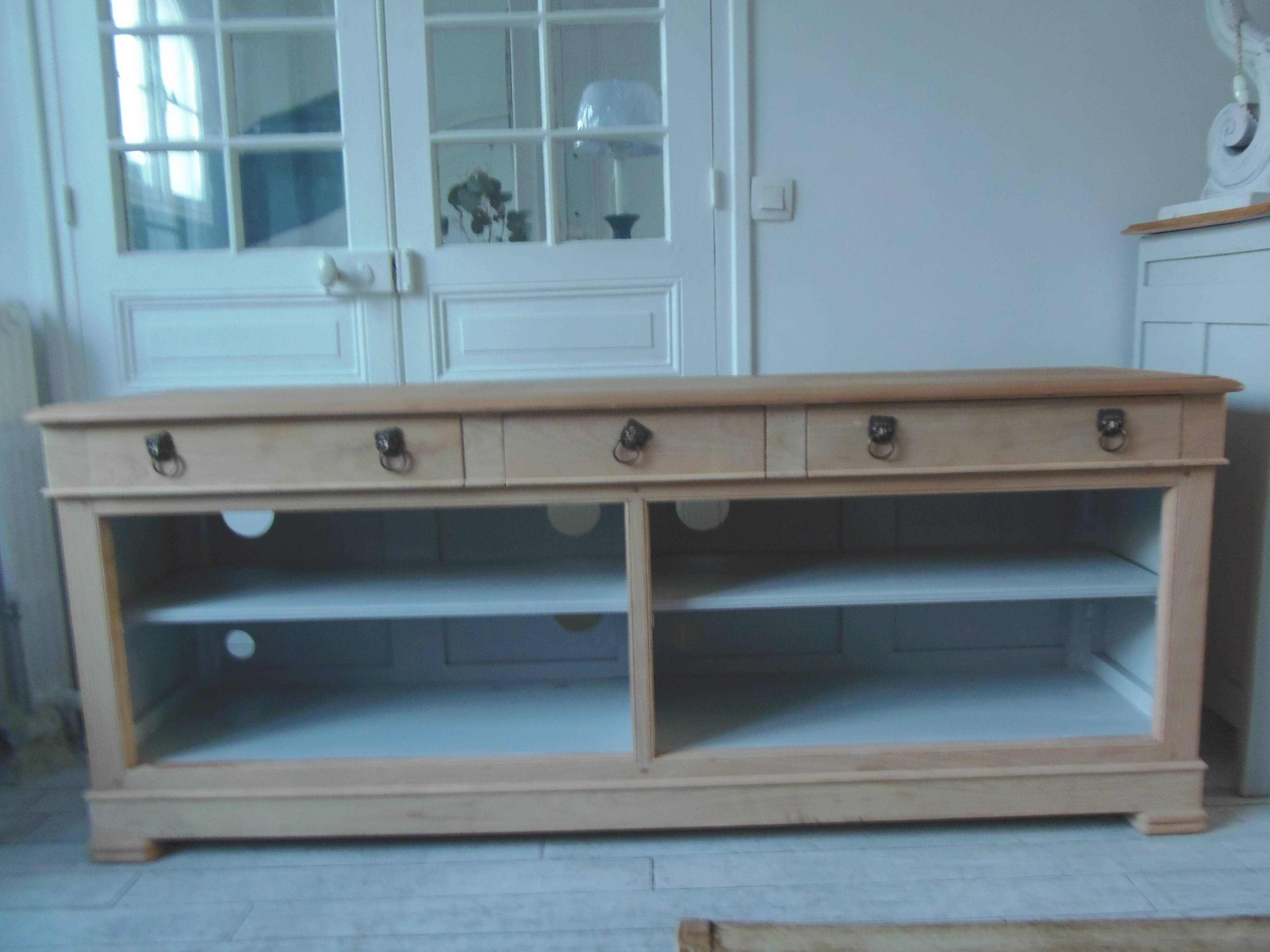 crafted dresser in raw solid wood.