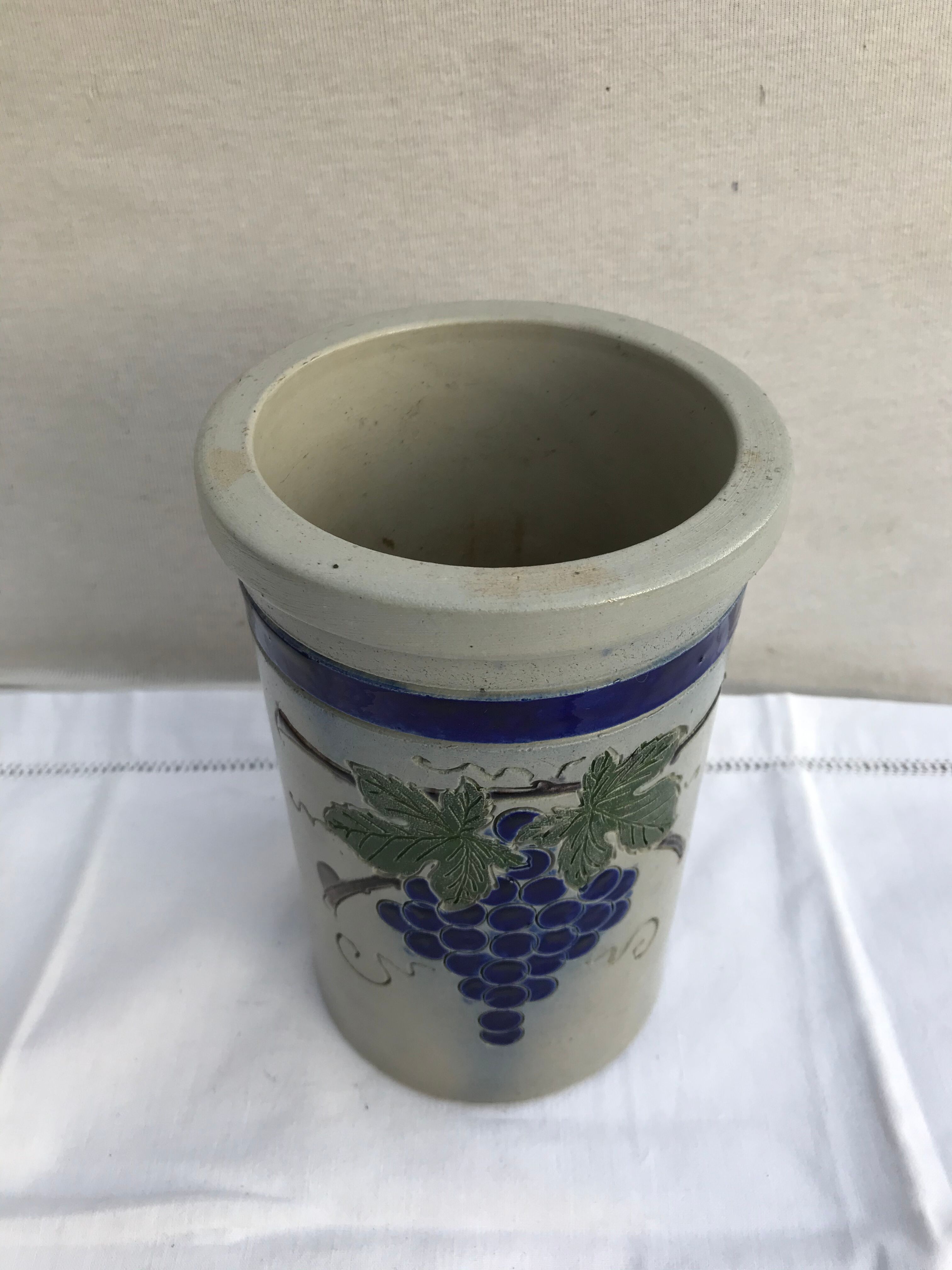 Rafraîchissoir Betschdorf Schmitter grès bleu dessin vignes vintage