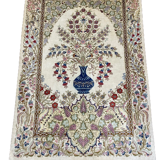 Tapis Persan Ghoum en soie 100% - 100x143cm