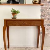 Vintage wood and marble console desk