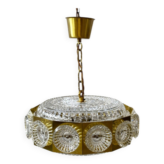 Lampe à suspension en cristal, conçue par Carl Fagerlund, Suède, années 1960, vintage, milieu du XXe siècle