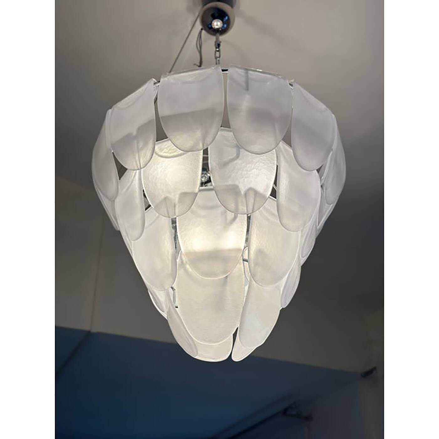 Contemporary Modern Sanded "Petals" Glass Chandelier