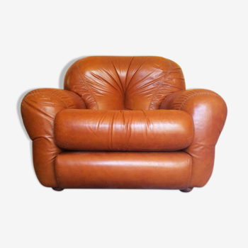 Fauteuil en cuir italien du milieu du siècle, 1970