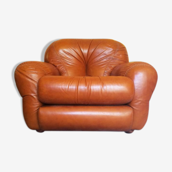 Mid-century italian leather lounge chair, 1970's