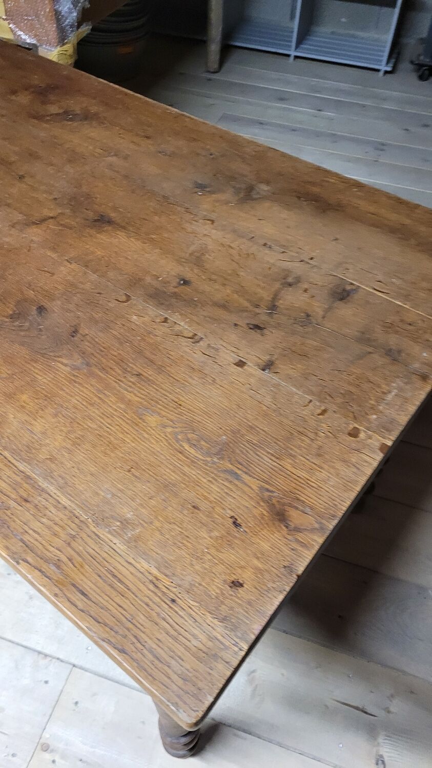 Table de bistrot restaurant en chêne massif ancienne, 1900s -1m53