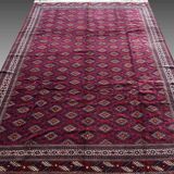 Large Semi Antique Turkmen Rug Bukhara Yomouth 370 × 224 Cm - Handmade