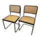 Pair of Marcel Breuer B32 Cesca chairs made in Italy.