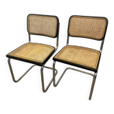 Pair of Marcel Breuer B32 Cesca chairs made in Italy.