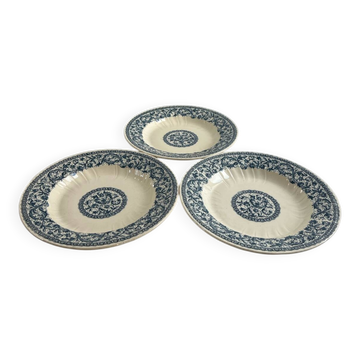 Lot de 3 assiettes creuses gien 1937 guirlandes