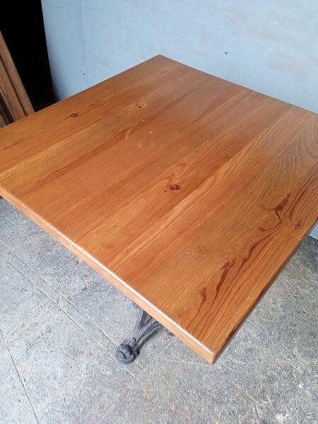 Bistro table 70/70cm solid wood top pedestal table