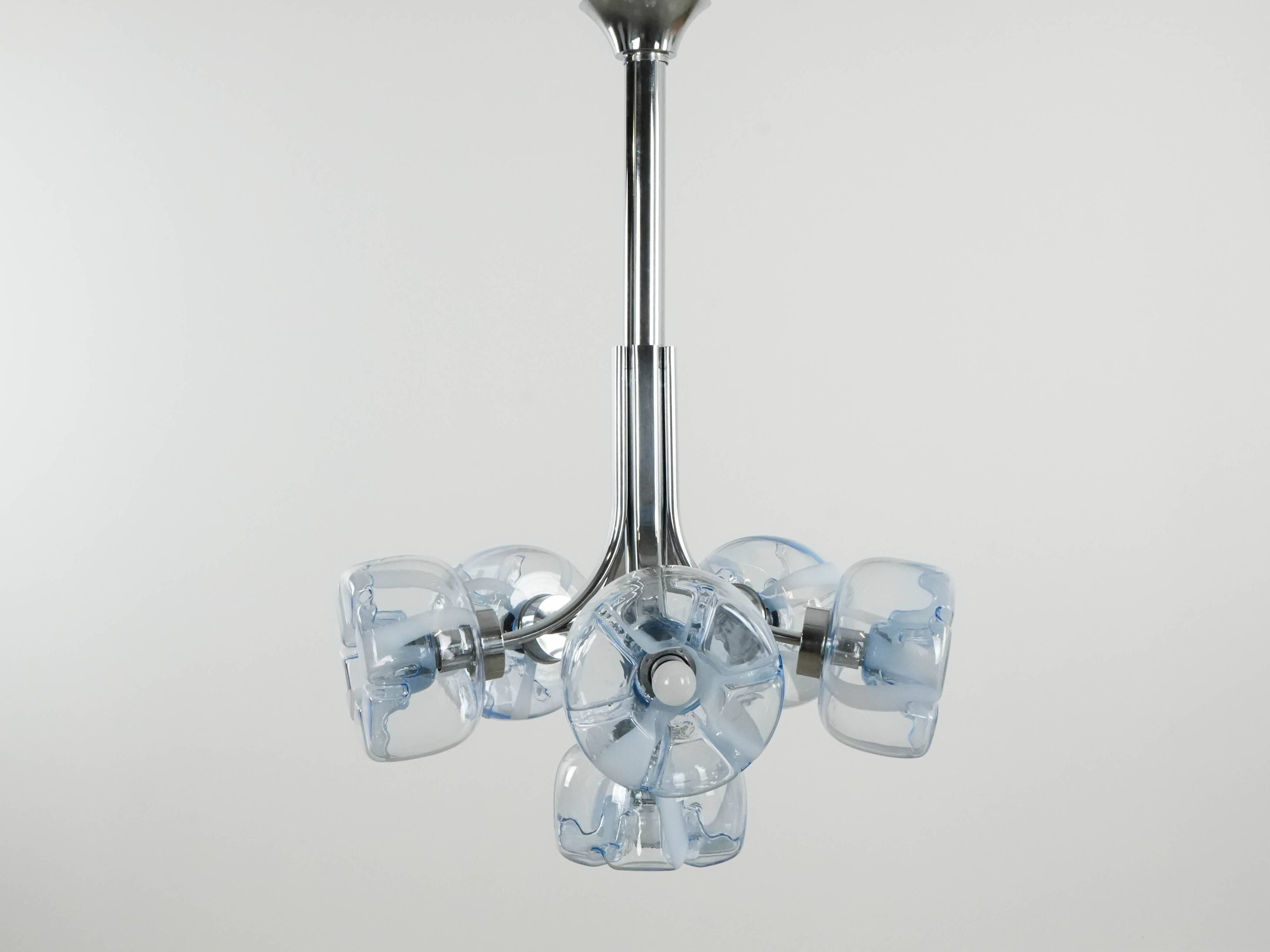 Chandelier, Italian design, Murano glass, 1970s, manufactured in Italy