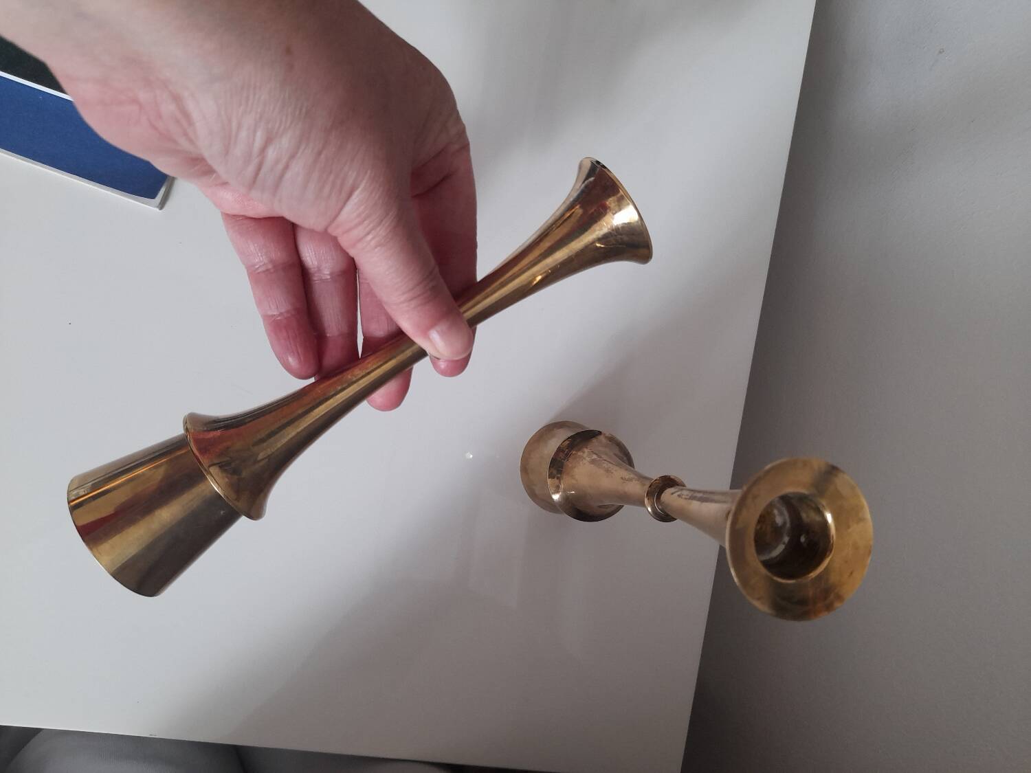 Pair of Jens Quistgaard brass candlesticks