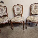Set of 3 Louis XV style chairs - In carved and moulded wood with flowers