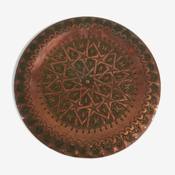 Artisanal oriental copper tray