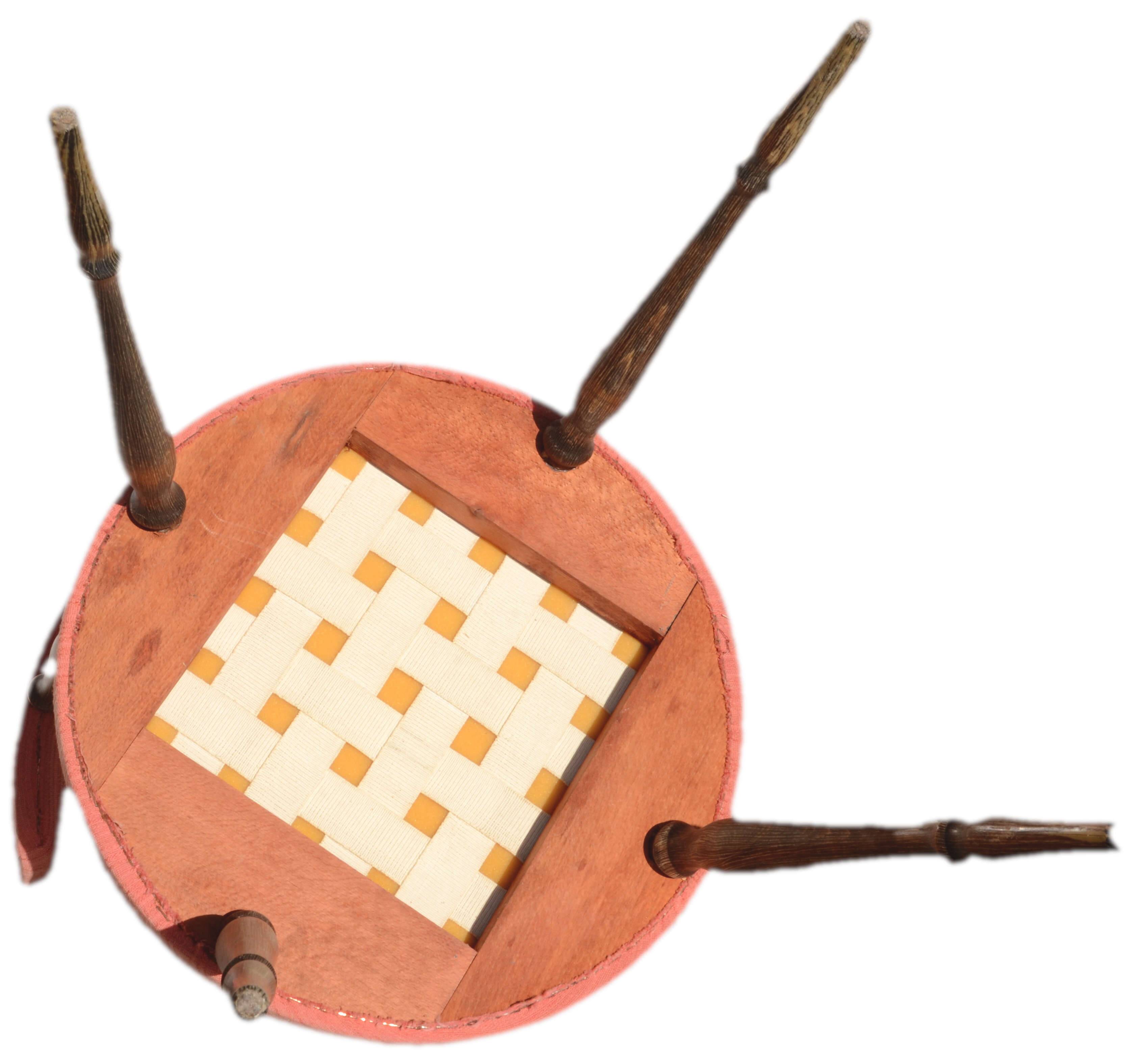 Pink gondola armchair in the style of Helmut.