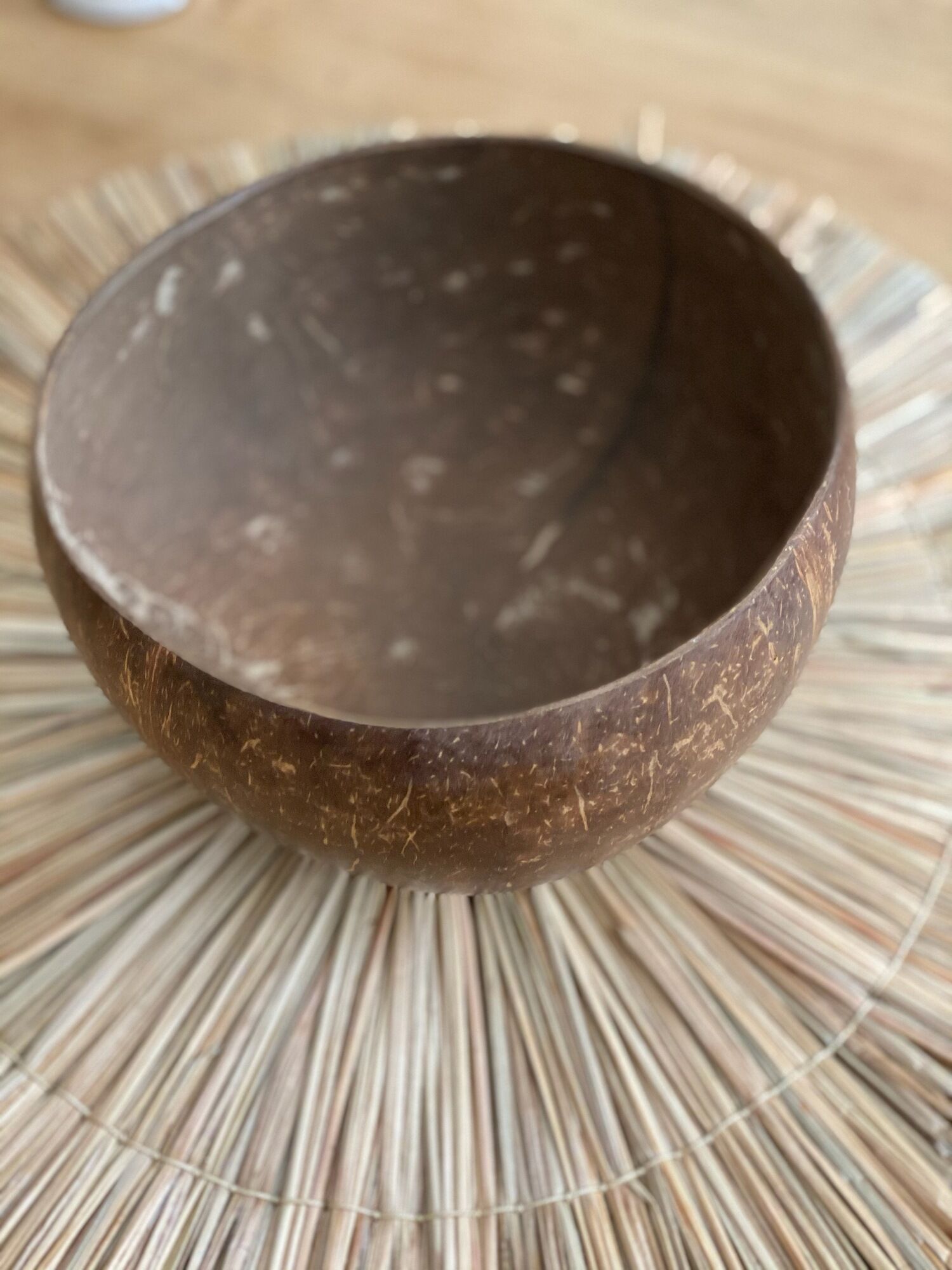 Bowl in natural coconut ecological plate