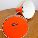 Adjustable Desk Lamp in Orange Painted Metal and Chrome-Plated Spiral Arm, 1970s