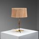 Mid-Century brass & wood table lamp