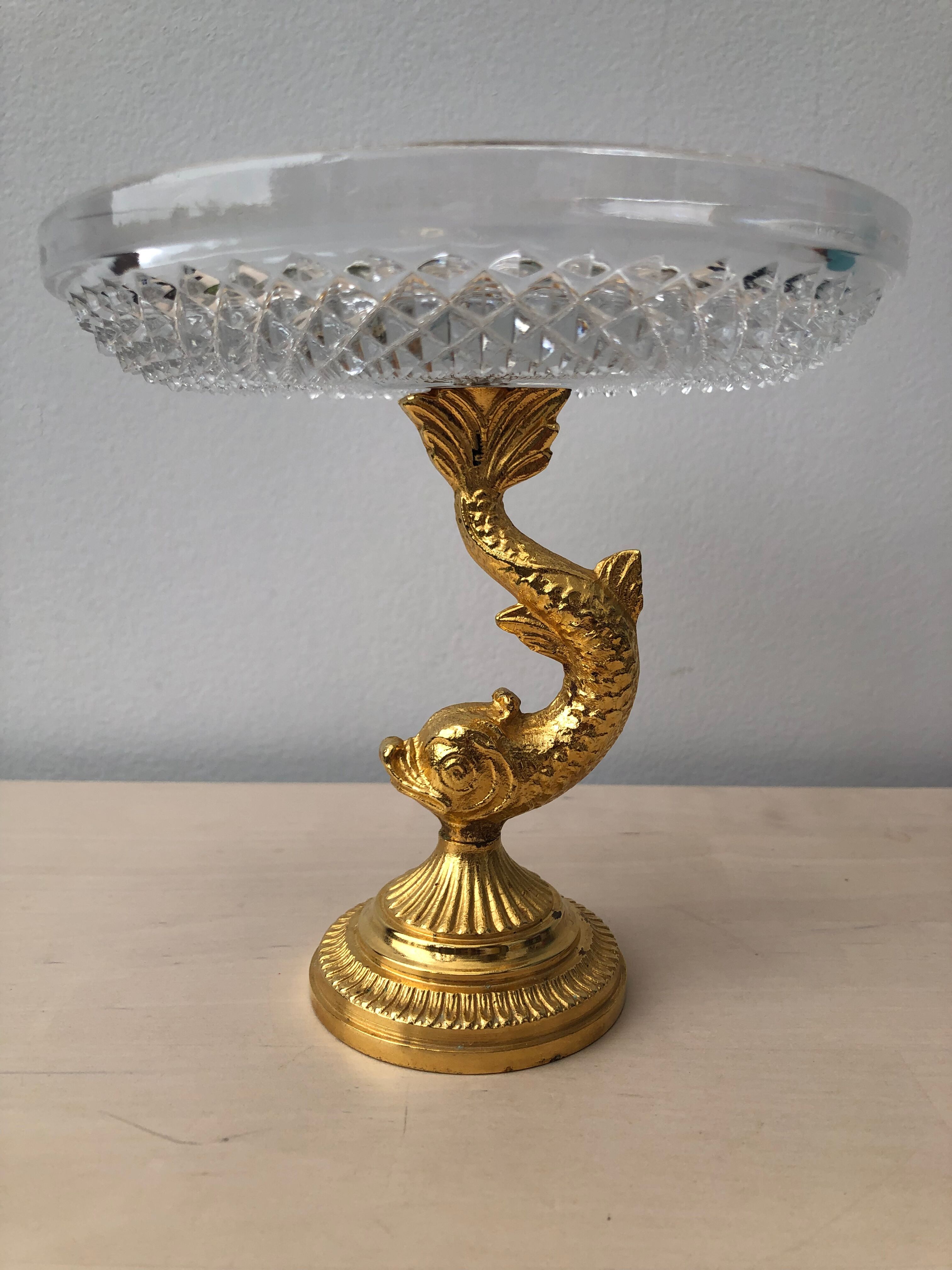 Centre de table en verre sur pied