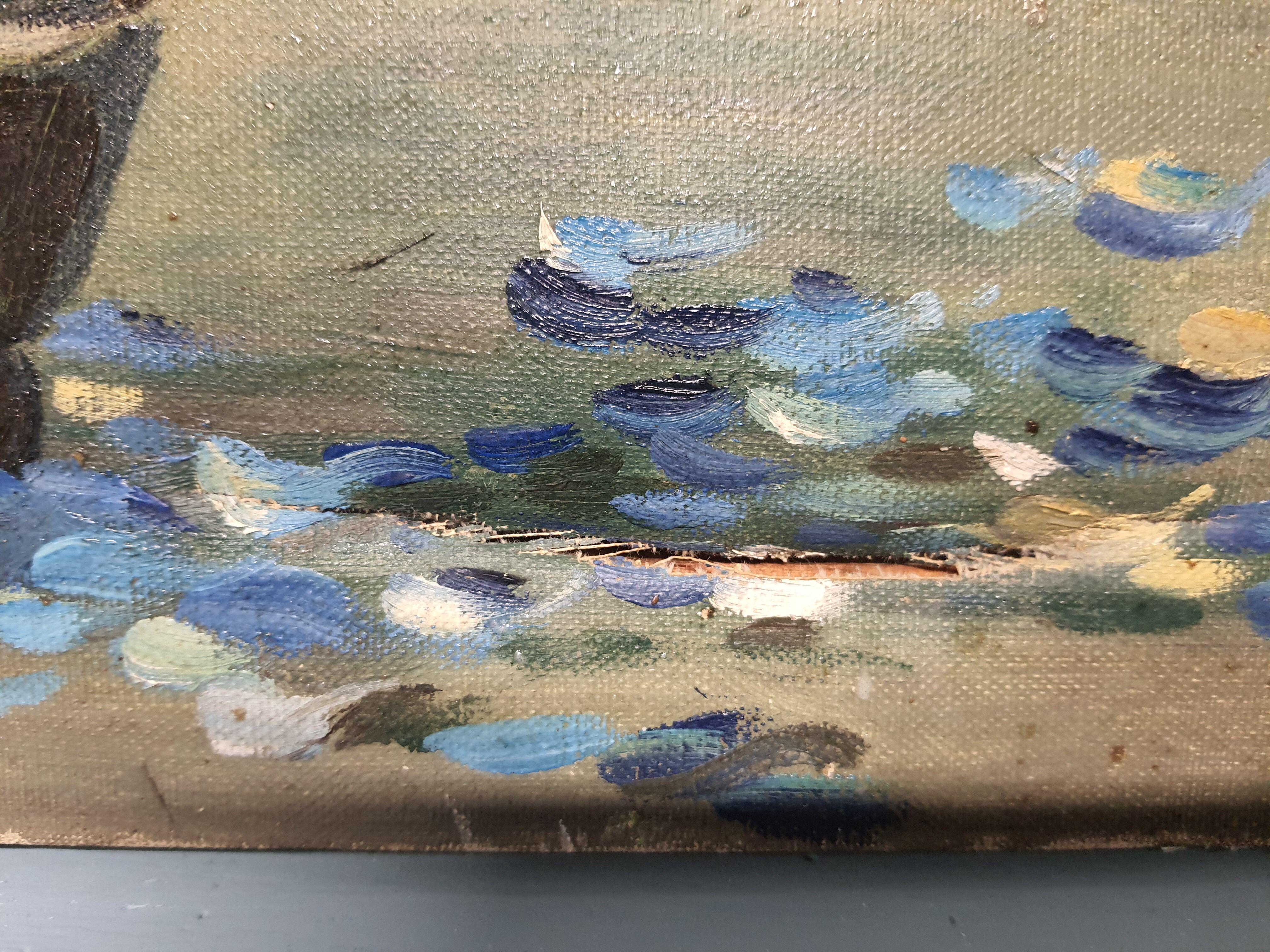 Painting on canvas vintage bouquet of flowers