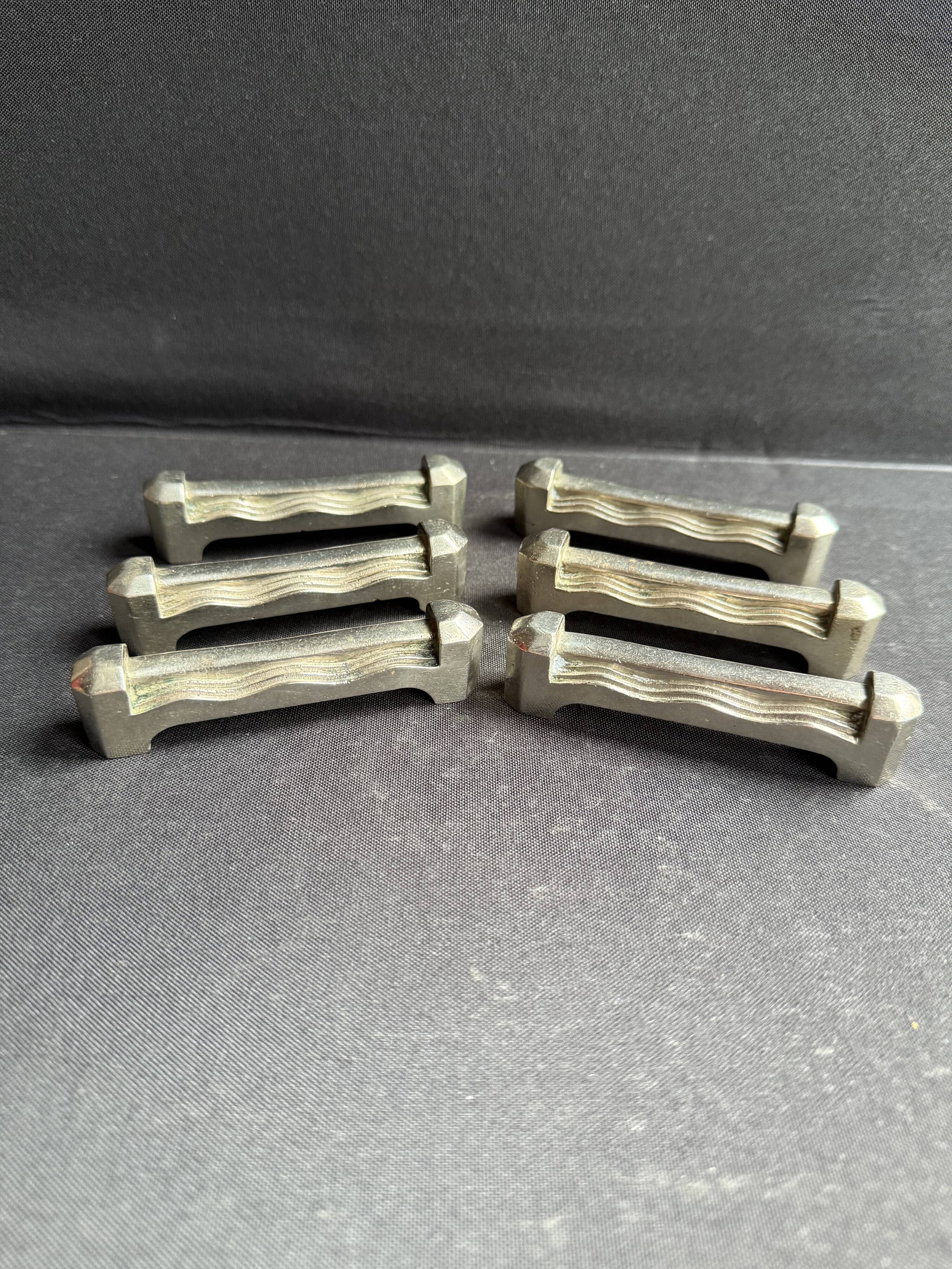 6 Knife rests – Silver-plated bronze – Art deco