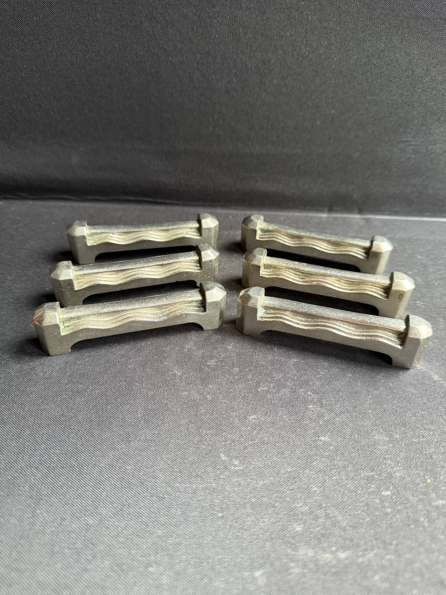 6 Knife rests – Silver-plated bronze – Art deco