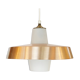 Pendant light in opaline glass with aluminum shade. Sweden 1960s