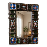 Polychrome ceramic mirror with cabochons — Jules Guérin