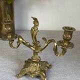Pair of bronze rocaille candlesticks