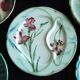 6 French Antique Asparagus Plates in Majolica