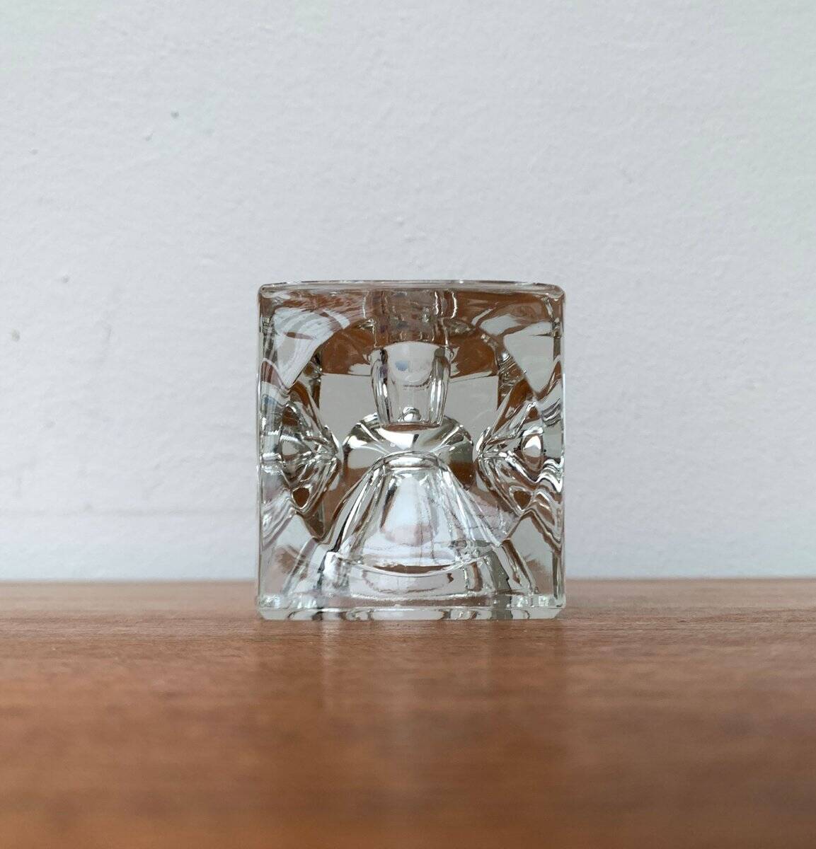 German glass cube ice candle holder by Peill & Putzler, 1970s.