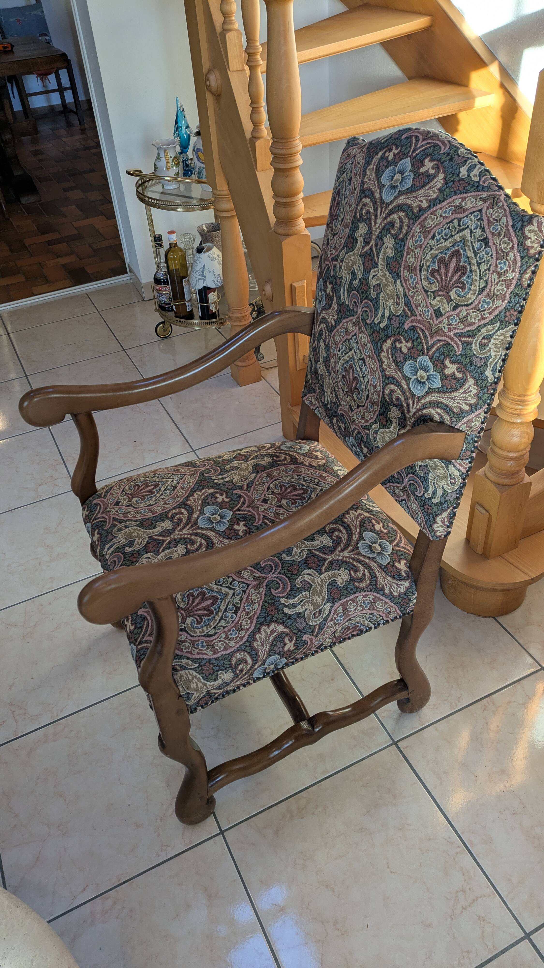 Set of 3 Louis Philippe upholstered armchairs