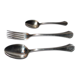 Christofle table cutlery printania art deco 3p fork, spoons soup + coffee 1920