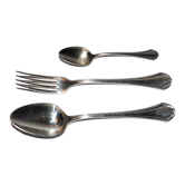 Couverts de table printania art deco 3p fourchette, cuillères soupe, café 1920 Christofle
