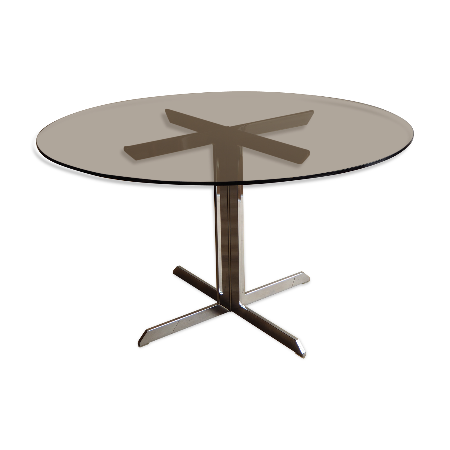 Smoked glass round dining table